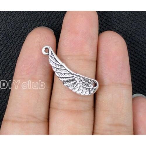 60pcs-Antique Tibetan Silver Angel Wing Connector Charms 29x10mm