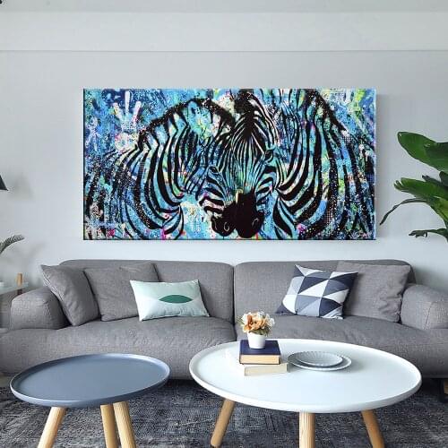 Abstract Zebra Graffiti Art Canvas Paintings on the Wall Art Posters And Prints Street Art Colorful Animal Picture For Kids Room