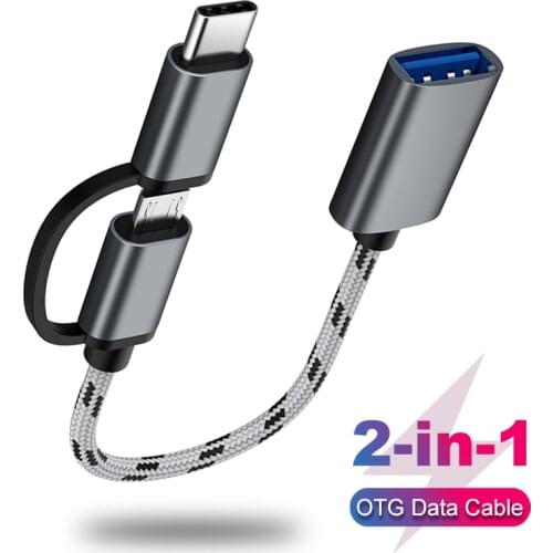 2 in 1 Type C Micro usb to USB3.0 Adapter USB-C Data Transfer Cable for Samsung Xiaomi Huawei Type-C Phone USB 3.0 OTG Cable