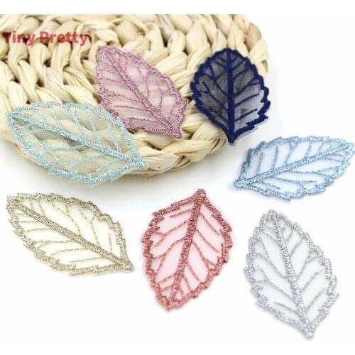 20PCS Embroidery Tree Leaf Applique Patches Chiffon Leaf Accessory for DIy Jewelry Making