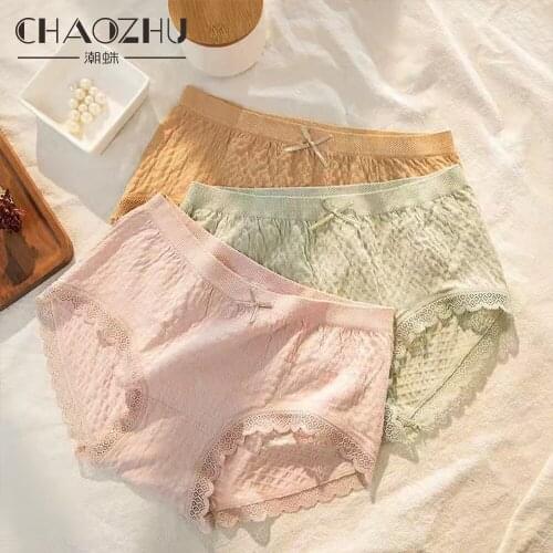 CHAOZHU Japanese Macaron Colors Lady Basic Daily Kawaii Women Underwear String Plus Size Tanga Girls Sweet Soft Modal Panties