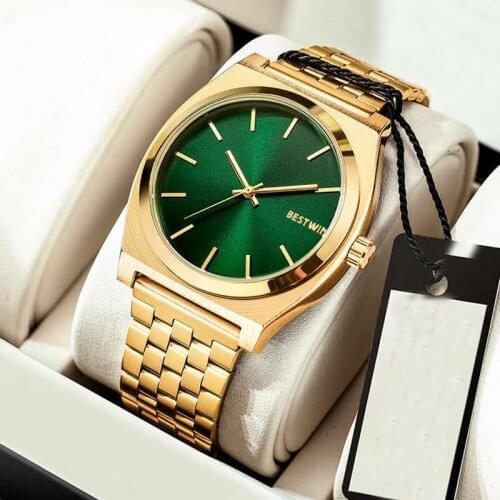 2020 waterproof men watch gold green Dial Stainless steel strap simple Large Dial women watch ladies high quality top famous