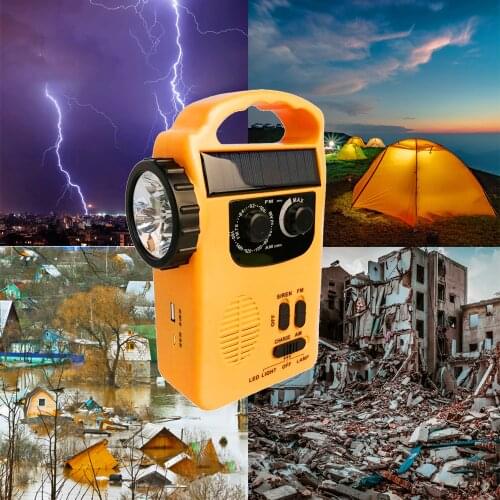 Emergency Power Bank FM Radio Hand Crank Dynamo Solar Weather radio portable USB MP3 speaker with LED Lamp Flashlight