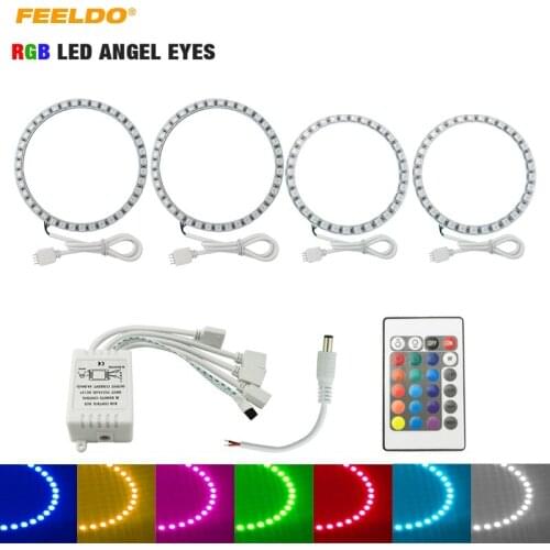 FEELDO 4Pcs/set Car RGB 5050 LED Angel Eyes Halo Ring Lighting Kit Remote Control For BMW E92 Headlight LED #FD-4840