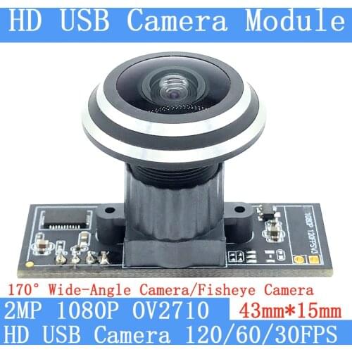 2MP 170° Wide-angle fish eye USB Camera Module OV2710 1080P MJPEG 640*480 120fps High Speed Linux UVC Webcam Surveillance camera