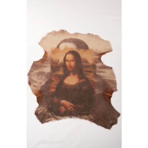 Beauty Mona Lisa Hand Painting On Natural Leather Fur For Home Decoration Art Gift Frameless Carpet 2021