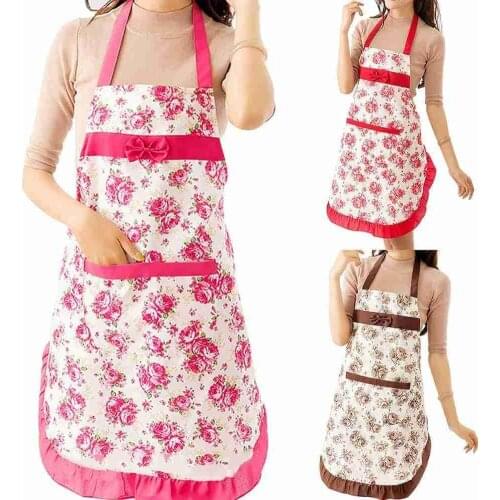 Kitchen Waterproof Cooking Apron Thicken Women Fabric Bib With Pockets Printing Princess Apron Dress Ladies House Supplies