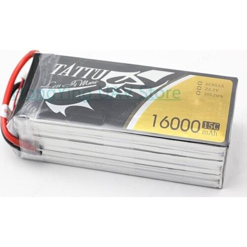 TATTU 16000mAh 22.2V 6S LiPO Battery 15C for Big Load Multirotor Hexacopter for agricultural drone/ UAV drone