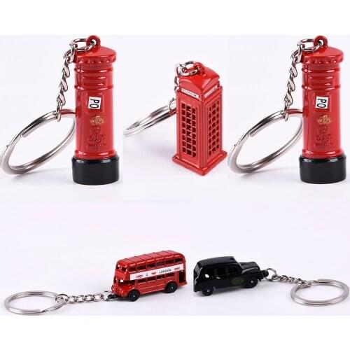 London Red Bus Black Car Keyring Organizer Mail Box Telephone Booth Key Holder Key Pendant Keychain Souvenir Gifts Jewelry Charm