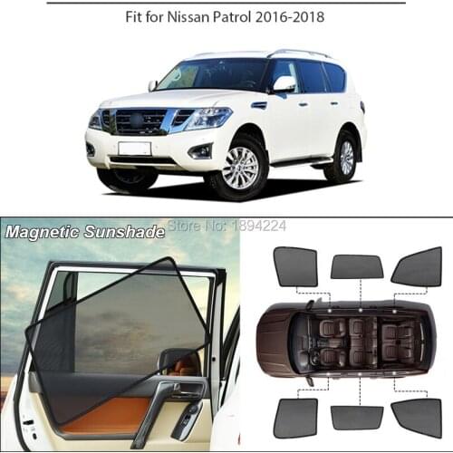 Car Full Side Windows Magnetic Sun Shade UV Protection Ray Blocking Mesh Visor For Nissan Patrol 2016
