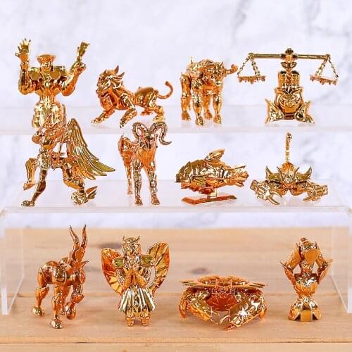 Saint Seiya The Gold Zodiac Series Sagittarius Aries Libra Scorpio Mini PVC Figures Desktop Toys Dolls Gift 12pcs/set