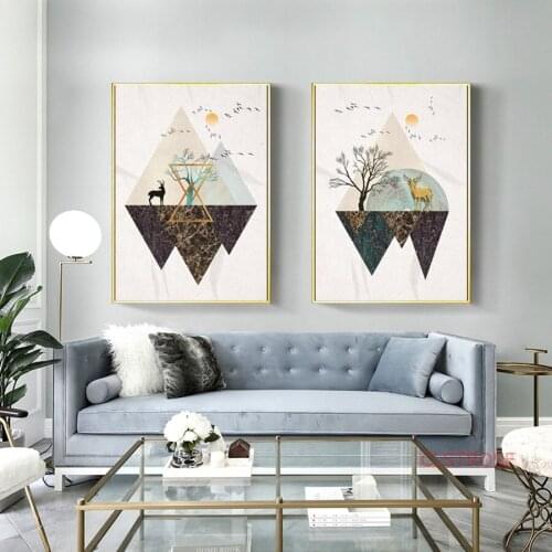 Minimalist Geometric Nordic Style Abstract Art Poster Landscape Canvas Painting Modern Home Decoration Wall Pictures For Bedroom