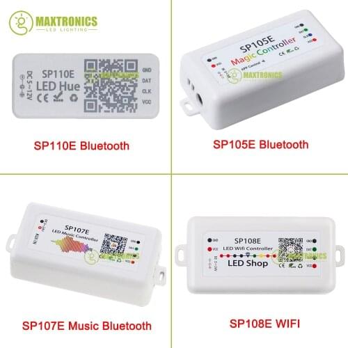 SP108E/107E/105E/110E SPI WIFI Bluetooth pixel IC Music Controller by smart phone APP For WS2812B WS2813 SK6812 Strip DC5-12V