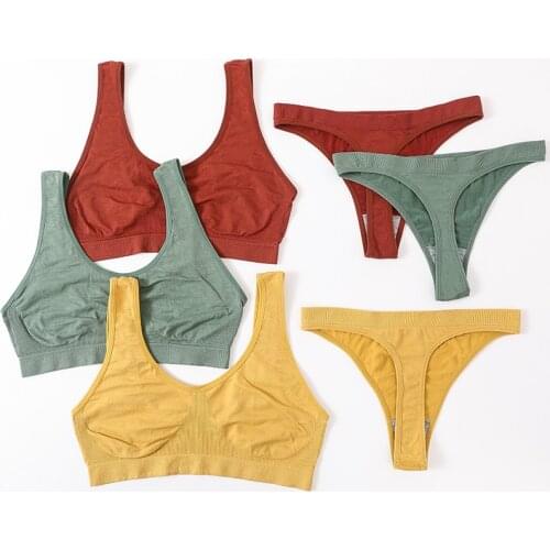 Soft Seamless Tops Set High Waist Panties Sleep Bra and Panties Set Underwear Bralette Tanks Bra Top Female Sexy Lingerie Set