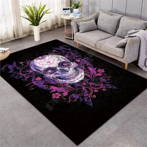 Bohemian Skull Pattern Rose Flower Floor Mat Door Mat Anti-slip Mat Carpet Bedroom Living Room Home Decoration