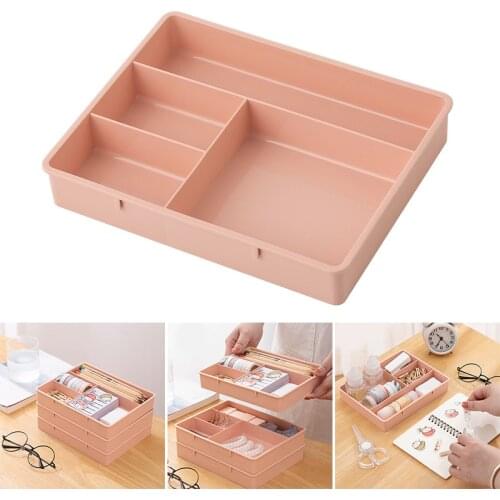 Desk Drawer Organizer Stackable Multi-cell Desktop Storage Bin Tray Multi-Purpose Divider Container for Household Office Home