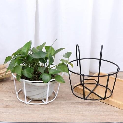 New Hanging Plant Iron Racks Balcony Round Flower Pot Rack Railing Fence Outdoor dropship Garden Supplies