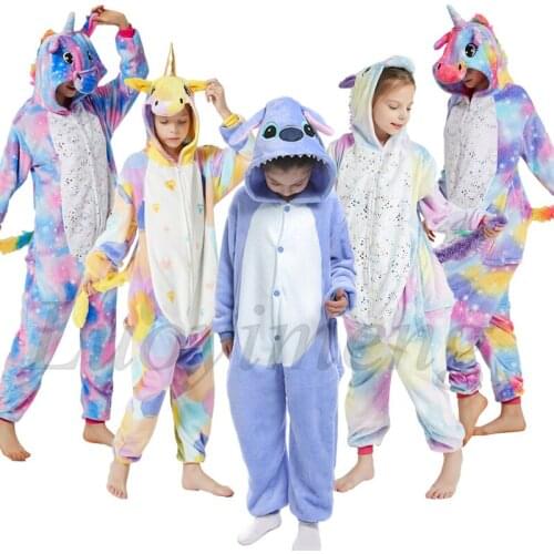 Boys Girls Pajama Sets Kigurumi Panda Stitch Pajamas For Women Pijimas Onesie Adults Animal Sleepwear Winter Warm Pyjamas Kids