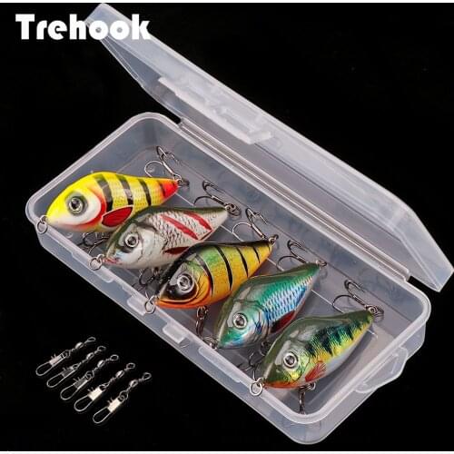 TREHOOK 5pcs/Box Slow Sinking Jerk Baits Pike Wobblers 6cm 13g Winter Fishing Lures Set Ratlin VIB Lure Jerkbait Quality Hooks