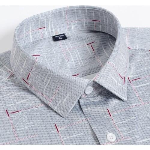 Mens Standard-fit Soft Stretch Plaid Print Short Sleeve Shirt Single Patch Pocket Checkered Summer Casual Thin Easy Care Shirts