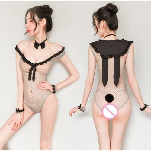 Sexy Cute Bunny Girl Mesh See Through Rabbit Uniform Cosplay Costume Erotic Lingerie Woman Set Kawaii Fancy Nightclub Party Wear