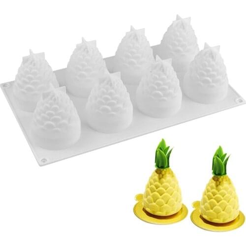 3D Pineapple Silicone Cake Mold for Chocolate Mousse Ice Cream Jello Pudding Pastry Dessert Bakeware Pan Decorating Baking Tools