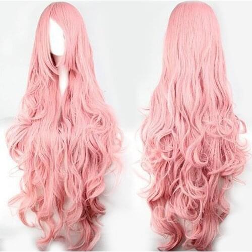 Pink Hair Synthetic Wigs Air Volume High Temperature Soft Hair Silk Bulk Hair Long Curly Big Wave Hair Wig Cosplay Lolita