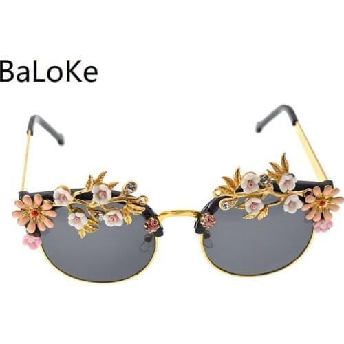 Flower Sunglasses Women Brand Designer Fashion Ladies Oval Sun Glasses For Women Outdoor Summer Beach Eyewear Glasses