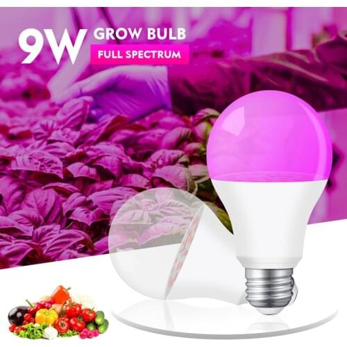 LED 9W Growing Lamp Bulbs E27 Full Spectrum Lights Fruit and Vegetable Plant Globe Pitaya Fill Light Hydroponics System to Grow