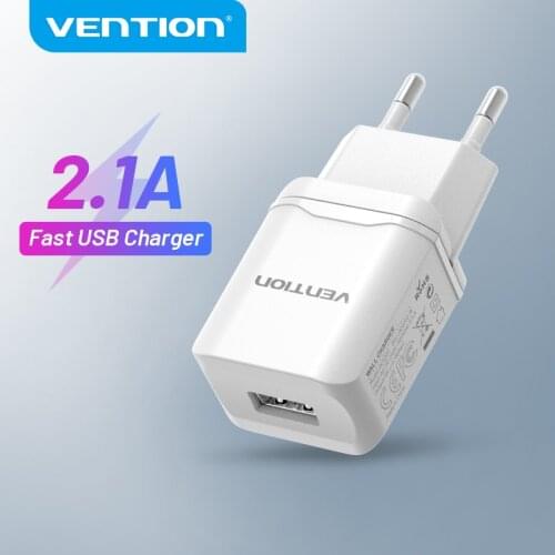 Vention USB Charger 5V 2.1A Fast USB Wall Charger EU Adapter for iPhone X 8 7 iPad Samsung S9 S8 Xiaomi Mi8 Mobile Phone Charger
