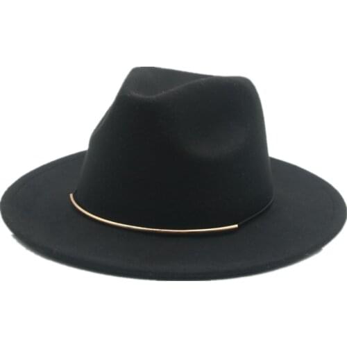 Women hats winter band solid color simple classic fedora hat casual formal fascinator church white black felt hats sombrero paja