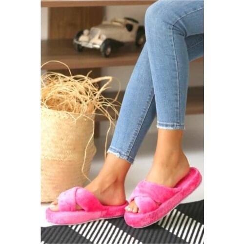 Winter House Slippers Women Artificial Furred Slipper Stylish Woman Shoes 2020