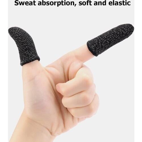 1 Pair Full Touch Screen Ultra-Thin Finger Sleeve Game Fingertips Sweat-Proof Anti-Static Game Gloves for Mobile Phone Tablet