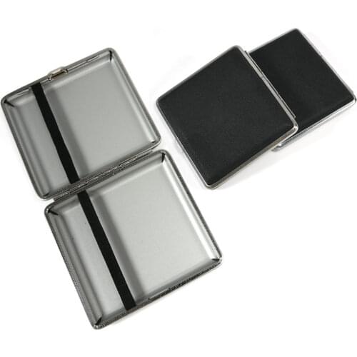 1PC Double-open Leather Cigars Cigarettes Cases for 20 sticks Cigarette Stainless Cigarette Boxes Tools