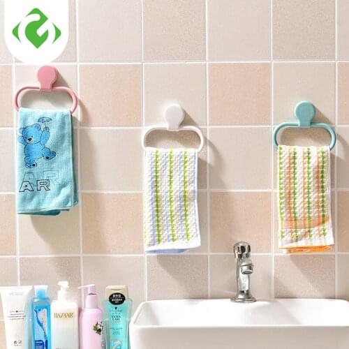 1Pc Towel Rack Hanging Holder Organizer Ring Type Bathroom Kitchen Cabinet Cupboard Hanger Towel Bar Sponge Holder Storage Rack