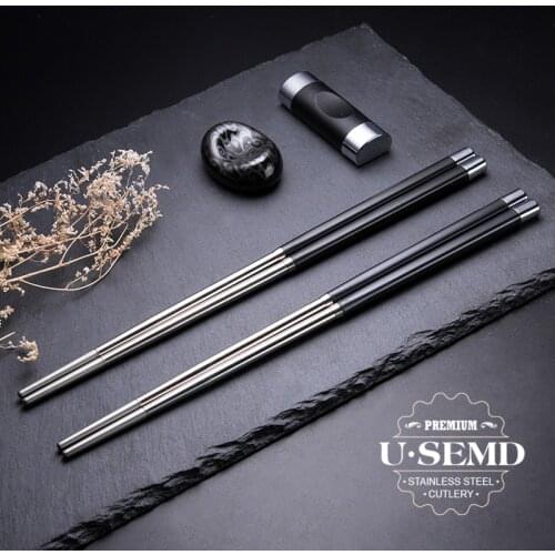 100 Pairs Japanese Chopsticks Set 304 Stainless Steel Reusable Travel Chopsticks Gift lin5009