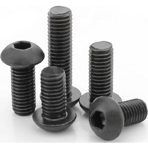 100pcs Metric M3 Black 10.9 Alloy Steel Button Head Hex Socket Cap Screw Bolt