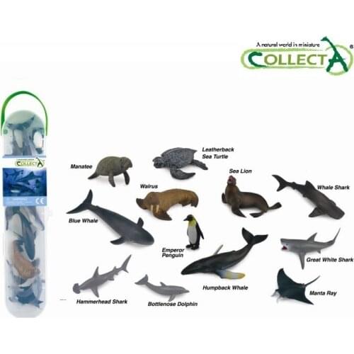 12Pcs/Set CollectA Blue whale Shark Sea Lion Emperor Penguin Manatee model classic toys for boys mini suit with retail box