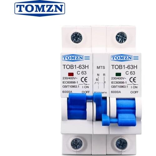 1P+1P MTS TOMZN AC Dual power Manual transfer switch Circuit breaker MCB 50HZ/60HZ