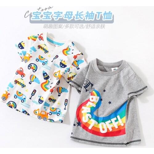2021 Childrens Short Sleeve T Shirt Summer New Tops Tees Baby Boys and Girls Full Print T Shirt Boys Cotton Casual T-shirt 2-8Y