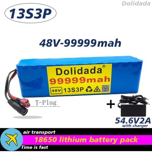2021 NEW 48V99999mah 1000w 13S3P 48V Lithium ion Battery Pack For 54.6v E-bike Electric bicycle Scooter with BMS with charger