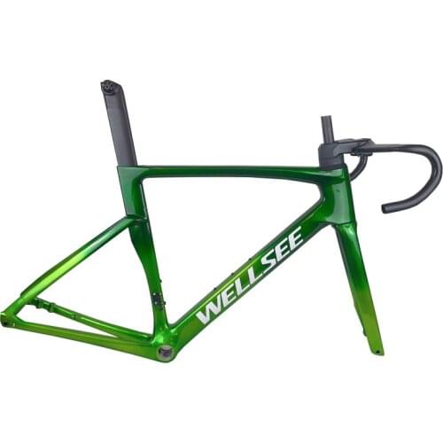 2021 Carbon disc road frame latest 1:1 mold handlebar stem full internal wiring VEN gecarbon frame Thru AXle Bicycle