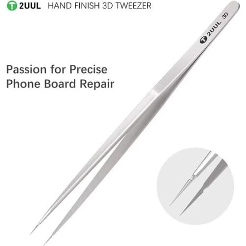 2UUL 3D Hand Finish Tweezer For Mobile Phone Stainless Steel High-Precision Flying Wire Tweezers Planting Tin IC Chip Hand Tools