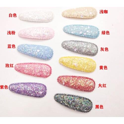 30pcs/lot 5.5cm shiny water drop bb Hair Clip Cover Padded Appliques DIY handmade Children Hair Accessories