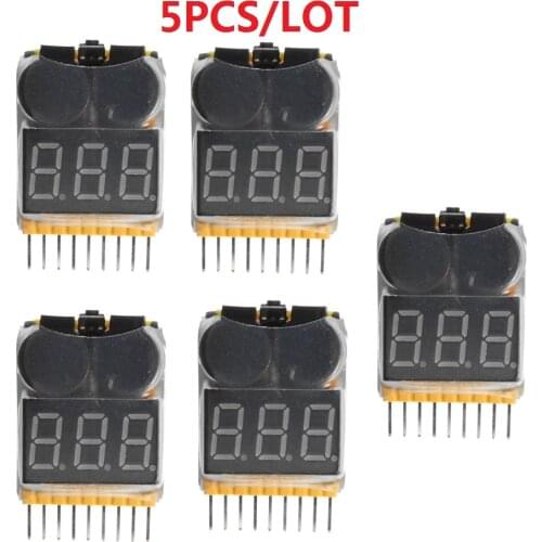 5PCS Lipo Battery Low Voltage Tester 1S-8S Buzzer Alarm for RC FPV Racing Drone RC Quadcopter Model Rechargeable Charging Parts