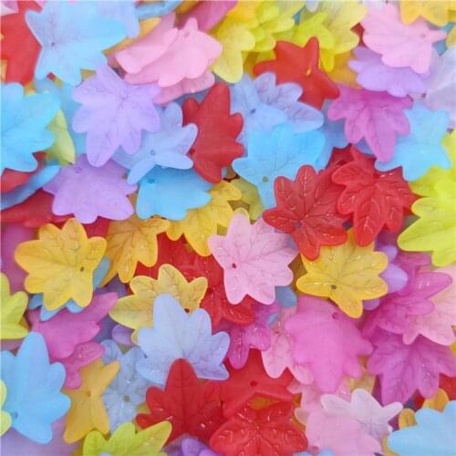 50PCS Transparent Big Leaf Maple leaves DIY Accessories Handing Craft For Jewelry Making Candy Color Pendant Necklace Bracelet