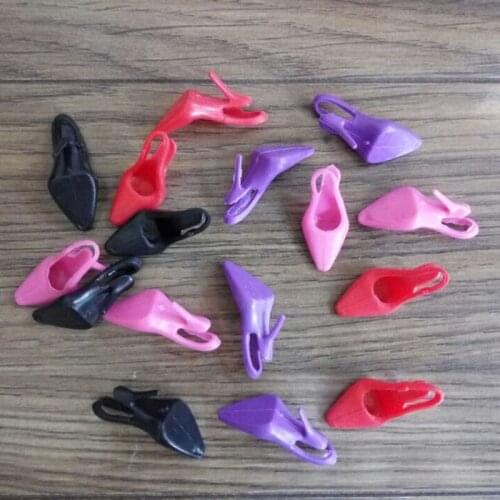 500Pairs/lot Wholesale Cheap Beautiful Mini Doll High Heels Plastic Shoe Doll 1/6