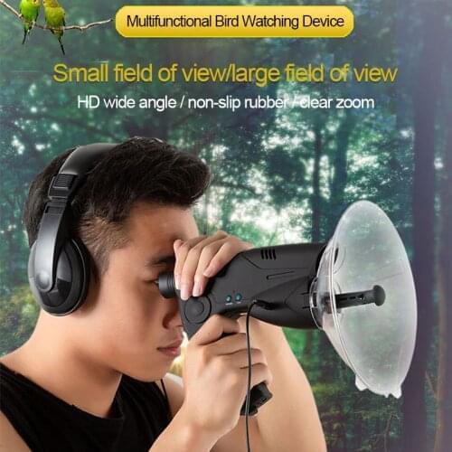 8X 21 Focusing Telescope Parabolic Dish Directional Microphone Birdwatching Telescope Outdoor Bird Listening Telescope Monocular