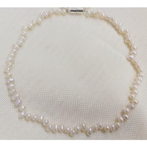 9mm bright white baroque pearl choker necklace magnet clasp natural freshwater pearl Woman Jewelry 14'' 35cm 43cm 17