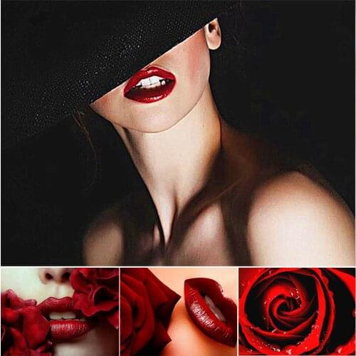 5D DIY Diamond Painting Full Square/Round Red Lips Rose Embroidery Mosaic Art Picture Cross Stitch Kit Home Decor Handmade Hobby